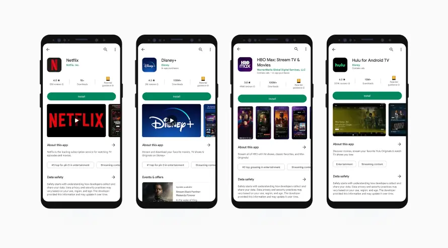 Google Play Store app pages